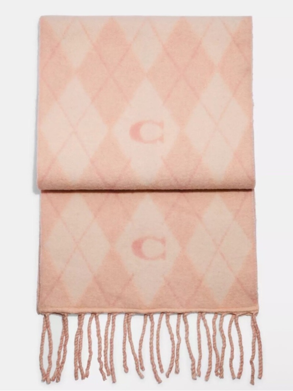 Coach Argyle Print Oversized Muffler in Pink NWT